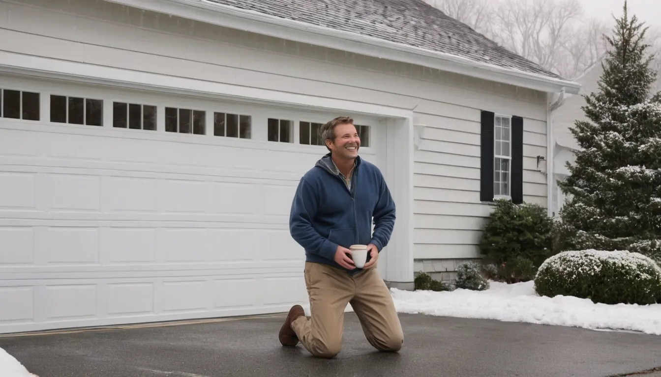 A friendly provider checking a residential garage door in Haverhill